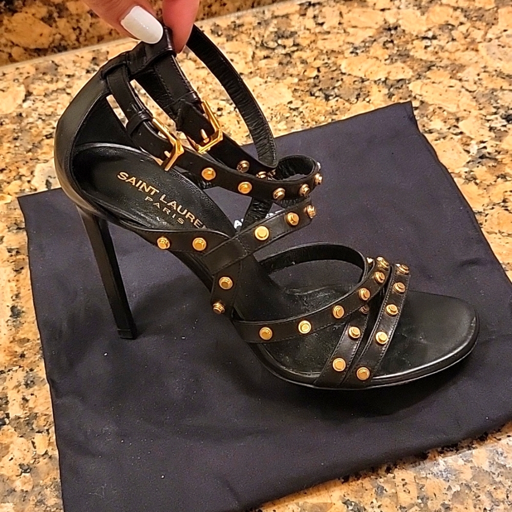 Super cute Saint Laurent high heels. Size EU 37. Gold & Black. - Picture 4 of 8